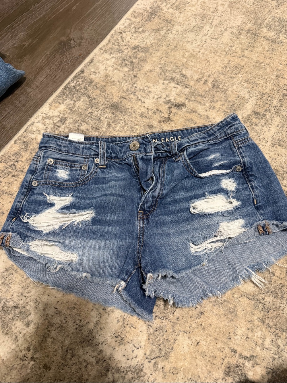 American Eagle Outfitters Ripped Light Blue Denim Cutoff Shorts